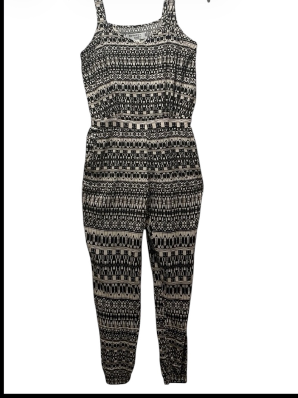 Harmony + Havoc Jumpsuit In Black And Cream Geo Design.